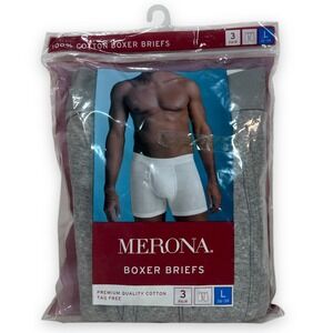 Merona 3‎ Pair Large 36-38 Men Boxer Briefs Heather Gray 100% Cotton 2011